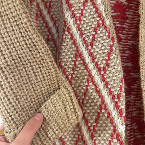 NWT Anthropologie Patrice Geometric Cardigan Sweater Womens Small Tan Cardi Knit - Picture 6 of 9